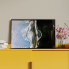 Quadro Decorativo Abstrato Smoke Gray And Silver Com Moldura