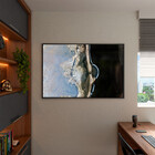 Quadro Decorativo Abstrato Smoke Gray And Silver Com Moldura