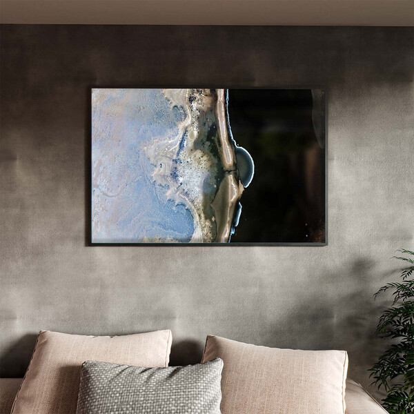 Quadro Decorativo Abstrato Smoke Gray And Silver Com Moldura