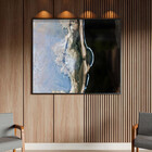 Quadro Decorativo Abstrato Smoke Gray And Silver Com Moldura