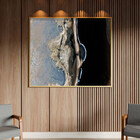 Quadro Decorativo Abstrato Smoke Gray And Silver Com Moldura