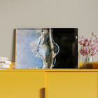 Quadro Decorativo Abstrato Smoke Gray And Silver Com Moldura