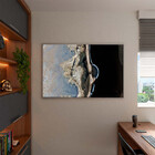 Quadro Decorativo Abstrato Smoke Gray And Silver Com Moldura