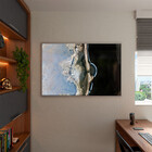 Quadro Decorativo Abstrato Smoke Gray And Silver Com Moldura
