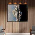 Quadro Decorativo Abstrato Smoke Gray And Silver Com Moldura