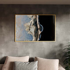 Quadro Decorativo Abstrato Smoke Gray And Silver Com Moldura