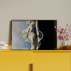 Quadro Decorativo Abstrato Smoke Gray And Silver Com Moldura