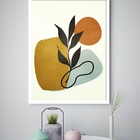 Quadro Decorativo Abstrato Sol Ramo  - 70x50cm Moldura Preta