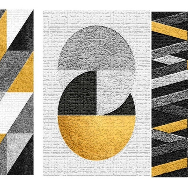 Quadro Decorativo Abstrato Tons Amarelo Moldura Preta Lindo