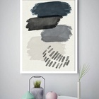 Quadro Decorativo Abstrato Traços Cinza  - 70x50cm Moldura Pr