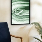 Quadro Decorativo Abstrato Traços Verde  - 70x50cm Moldura Br