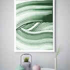 Quadro Decorativo Abstrato Traços Verde  - 70x50cm Moldura Br