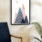 Quadro Decorativo Abstrato Triângulos Azul Rosê  - 70x50cm Mo