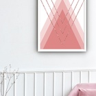 Quadro Decorativo Abstrato Triângulos Rosa  - 70x50cm Moldura