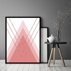 Quadro Decorativo Abstrato Triângulos Rosa  - 70x50cm Moldura