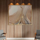 Quadro Decorativo Abstrato Trio Mix Com Moldura Dourada - 120