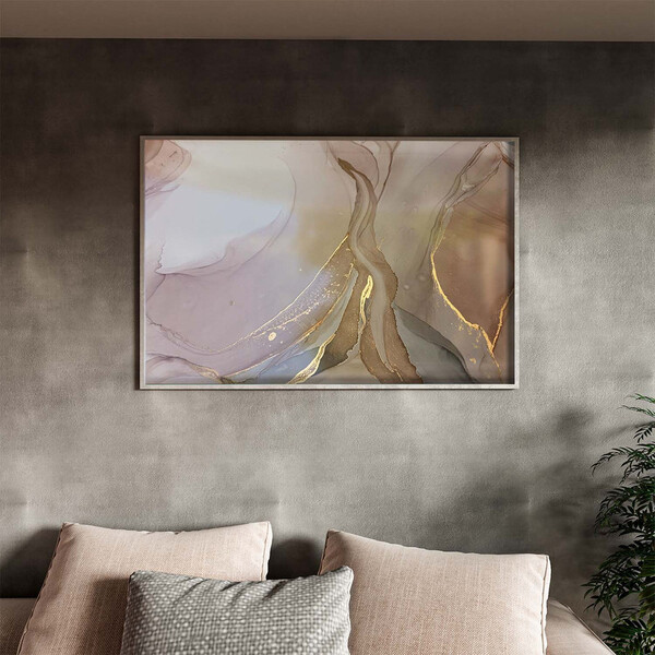 Quadro Decorativo Abstrato Trio Mix Com Moldura E Vidro Prata