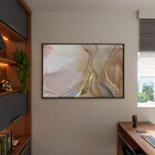 Quadro Decorativo Abstrato Trio Mix Com Moldura E Vidro Preto