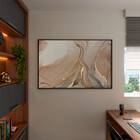 Quadro Decorativo Abstrato Trio Mix Com Moldura Preto - 150x8