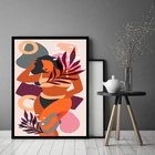 Quadro Decorativo Abstrato Tropical Mulher  - 70x50cm Moldura