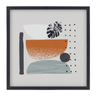 Quadro Abstrato Tropical Preto com Vidro 40x40cm Arte Própria