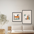 Quadro Decorativo Abstrato Tropical Preto com Vidro 40x40cm Arte Própria