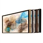 Quadro Decorativo Abstrato Turbilhões Com Moldura Dourada E V