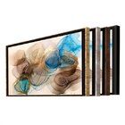 Quadro Decorativo Abstrato Turbilhões Com Moldura Marrom 150x
