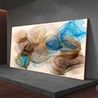 Quadro Decorativo Abstrato Turbilhões Com Moldura Marrom 180x