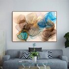 Quadro Decorativo Abstrato Turbilhões Com Moldura Marrom 200x