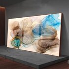 Quadro Decorativo Abstrato Turbilhões Com Moldura Marrom E Vi