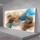 Quadro Decorativo Abstrato Turbilhões Com Moldura Prata 120x80