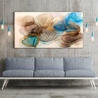 Quadro Decorativo Abstrato Turbilhões Com Moldura Prata 150x80