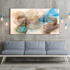 Quadro Decorativo Abstrato Turbilhões Com Moldura Prata E Vid
