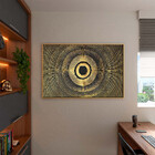 Quadro Decorativo Abstratro Olho Com Moldura Dourada - 100x70