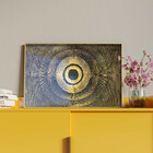 Quadro Decorativo Abstratro Olho Com Moldura E Vidro Dourada