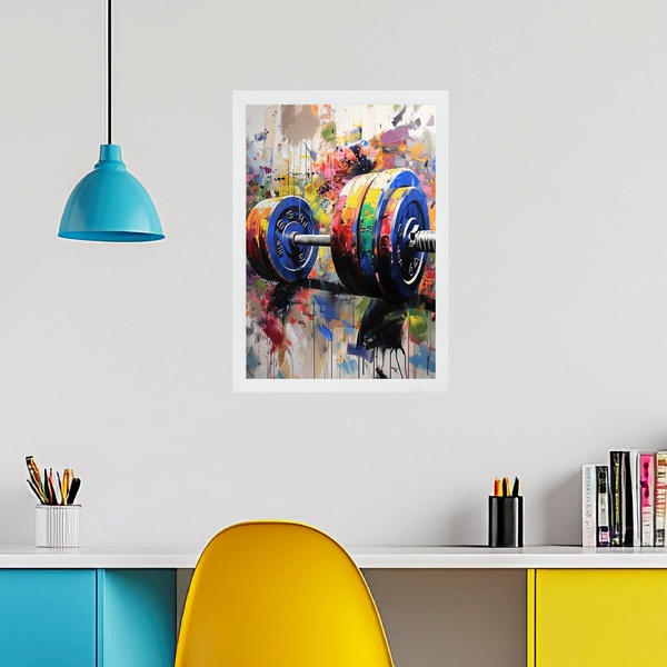 Quadro Decorativo Academia - Halter Aquarela 33x24cm - Com Vi