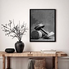 Quadro Decorativo Academia Halteres P&b  - 70x50cm Moldura Br