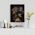 Quadro Decorativo Africanos 24x18cm Moldura:madeira Preta