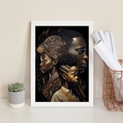 Quadro Decorativo Africanos 45x34cm - Com Vidro Moldura:madei