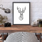 Quadro Decorativo Alce Geométrico 24x18cm - Com Vidro Moldura