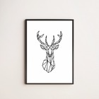 Quadro Decorativo Alce Geométrico 24x18cm Moldura:madeira Bra