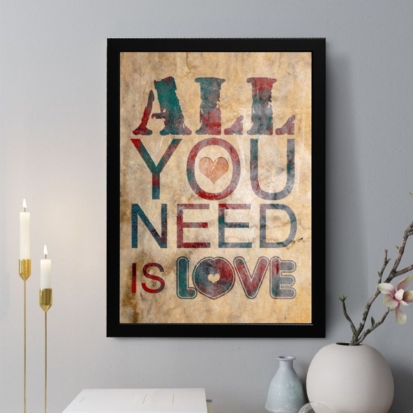 Quadro Decorativo All You Need Is Love 24x18cm - Com Vidro Mo