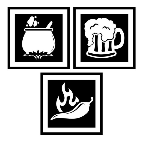 Quadro Decorativo Alto Relevo Kit Com 3 Em Mdf Preto 1345