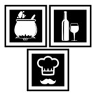 Quadro Decorativo Alto Relevo Kit Com 3 Em Mdf Preto 1346