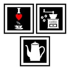 Quadro Decorativo Alto Relevo Kit Com 3 Em Mdf Preto 1366