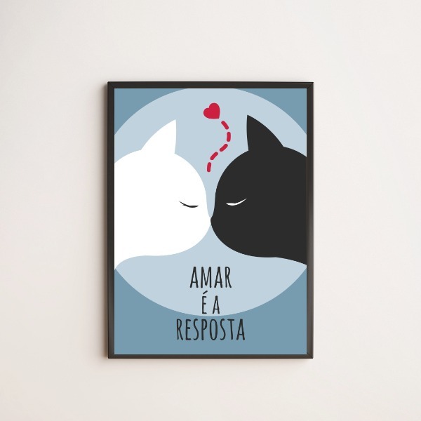 Quadro Decorativo Amar É A Resposta 33x24cm - Com Vidro Moldu