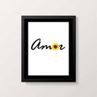 Quadro Decorativo Amor Girassol 24x18cm - Com Vidro Moldura:m