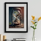 Quadro Decorativo Ampulheta Árvore 60x48cm Moldura Branca