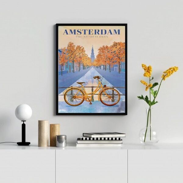 Quadro Decorativo Amsterdam 24x18cm - Com Vidro Moldura:madei